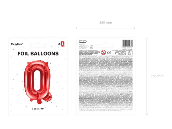 Foil Balloon Letter ''Q'', 35cm, red