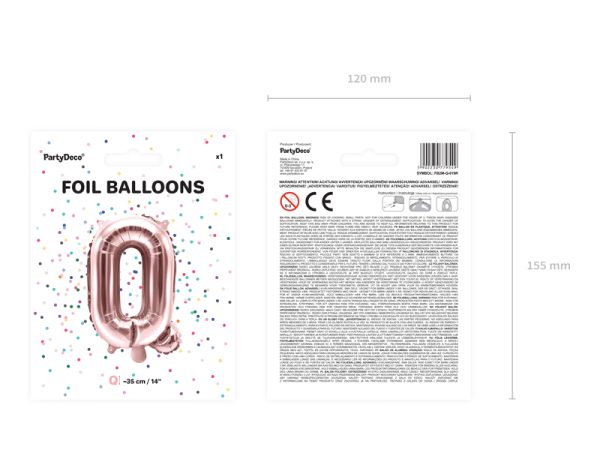 Foil Balloon Letter ''Q'', 35cm, rose gold