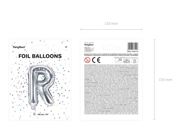 Foil Balloon Letter ''R'', 35cm, silver