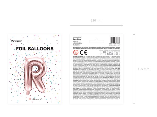 Foil Balloon Letter ''R'', 35cm, rose gold