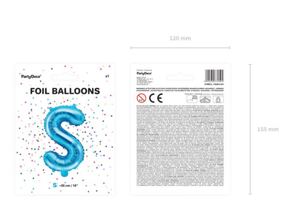 Foil Balloon Letter ''S'', 35cm, blue
