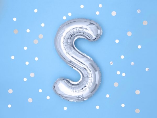 Foil Balloon Letter ''S'', 35cm, silver