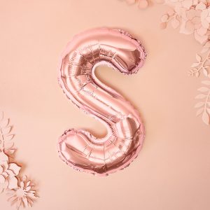 Foil Balloon Letter ''S'', 35cm, rose gold