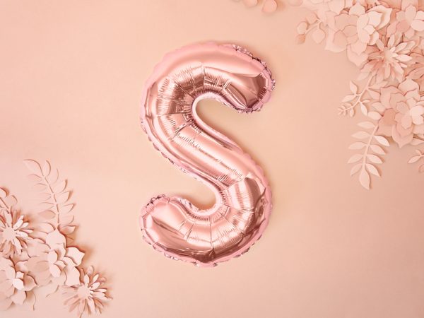Foil Balloon Letter ''S'', 35cm, rose gold