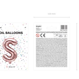 Foil Balloon Letter ''S'', 35cm, rose gold