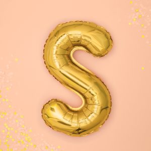 Foil Balloon Letter ''S'', 35cm, gold