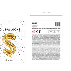 Foil Balloon Letter ''S'', 35cm, gold