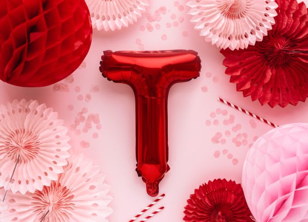 Foil Balloon Letter ''T'', 35cm, red