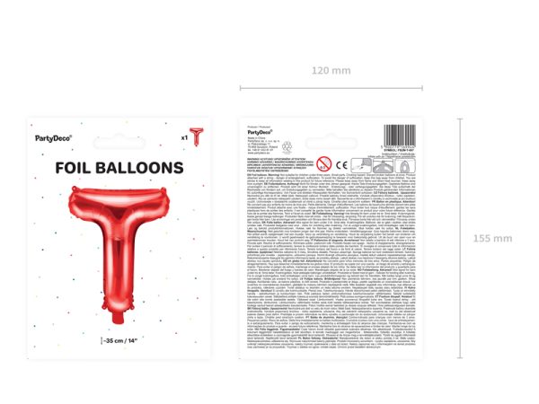Foil Balloon Letter ''T'', 35cm, red
