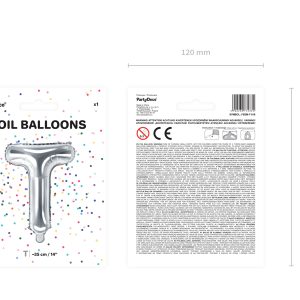Foil Balloon Letter ''T'', 35cm, silver