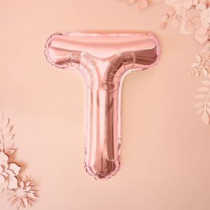 Foil Balloon Letter ''T'', 35cm, rose gold