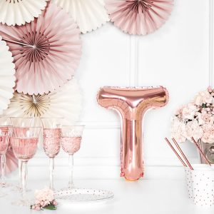 Foil Balloon Letter ''T'', 35cm, rose gold