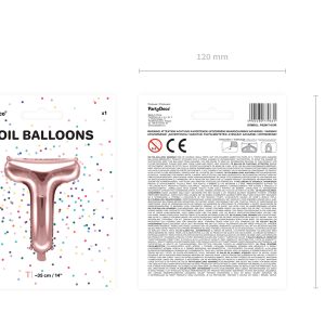 Foil Balloon Letter ''T'', 35cm, rose gold