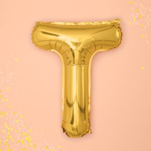 Foil Balloon Letter ''T'', 35cm, gold