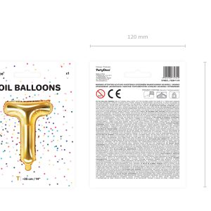 Foil Balloon Letter ''T'', 35cm, gold