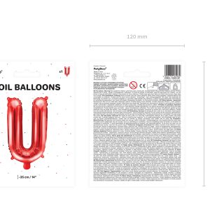 Foil Balloon Letter ''U'', 35cm, red