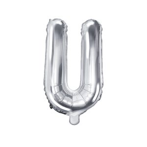 Foil Balloon Letter ''U'', 35cm, silver