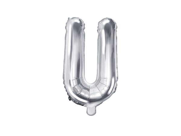 Foil Balloon Letter ''U'', 35cm, silver