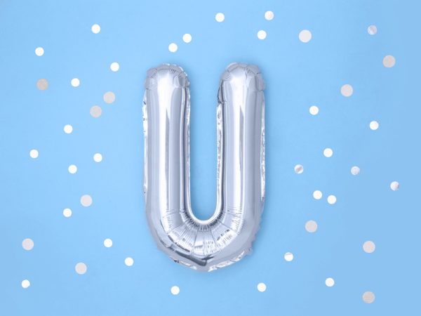 Foil Balloon Letter ''U'', 35cm, silver
