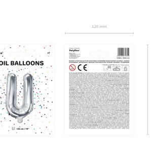 Foil Balloon Letter ''U'', 35cm, silver