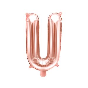 Foil Balloon Letter ''U'', 35cm, rose gold