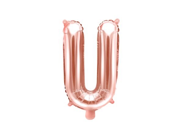 Foil Balloon Letter ''U'', 35cm, rose gold