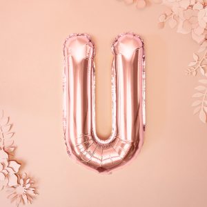 Foil Balloon Letter ''U'', 35cm, rose gold