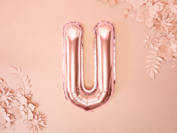 Foil Balloon Letter ''U'', 35cm, rose gold