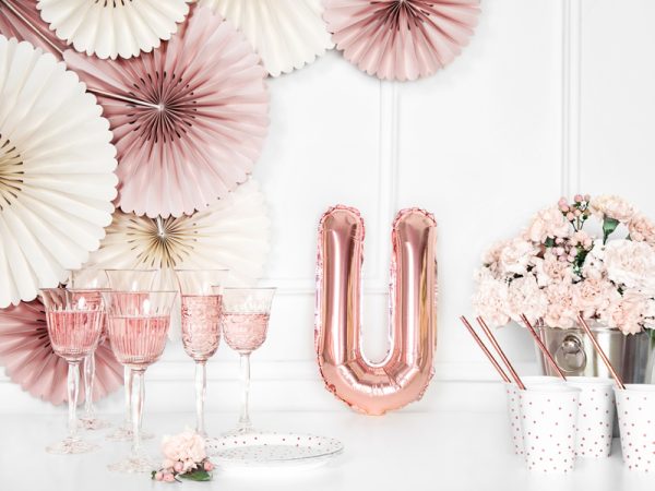 Foil Balloon Letter ''U'', 35cm, rose gold