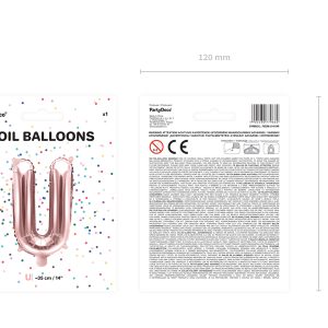 Foil Balloon Letter ''U'', 35cm, rose gold