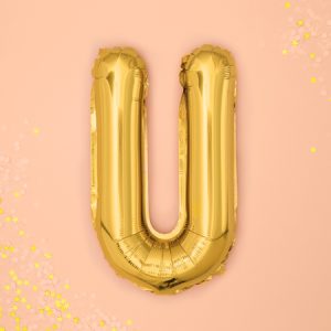 Foil Balloon Letter ''U'', 35cm, gold