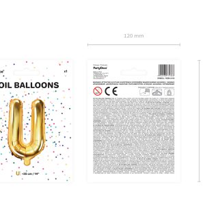 Foil Balloon Letter ''U'', 35cm, gold