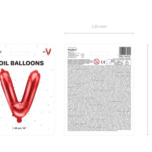 Foil Balloon Letter ''V'', 35cm, red