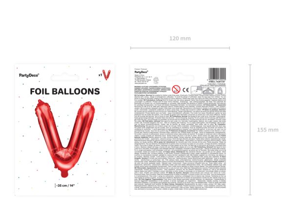 Foil Balloon Letter ''V'', 35cm, red