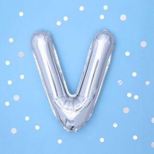 Foil Balloon Letter ''V'', 35cm, silver