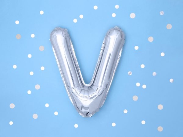 Foil Balloon Letter ''V'', 35cm, silver