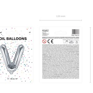 Foil Balloon Letter ''V'', 35cm, silver