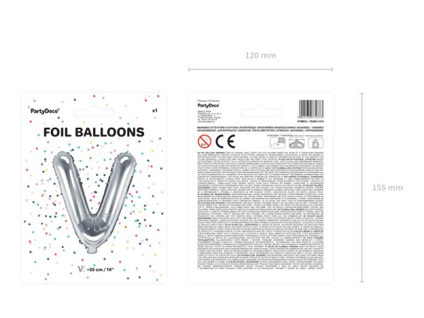 Foil Balloon Letter ''V'', 35cm, silver