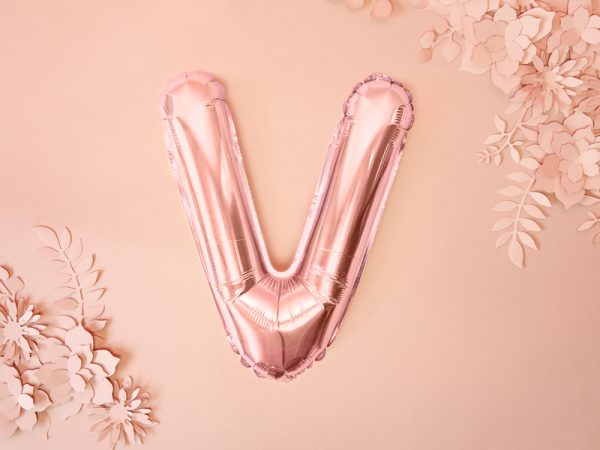 Foil Balloon Letter ''V'', 35cm, rose gold