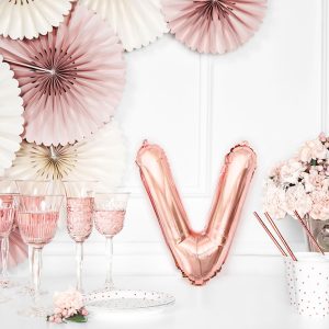 Foil Balloon Letter ''V'', 35cm, rose gold