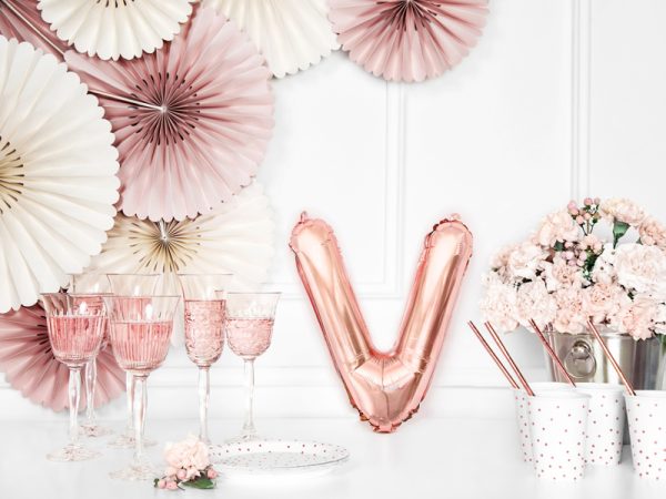 Foil Balloon Letter ''V'', 35cm, rose gold