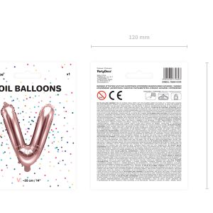 Foil Balloon Letter ''V'', 35cm, rose gold