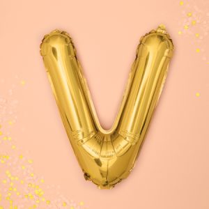 Foil Balloon Letter ''V'', 35cm, gold