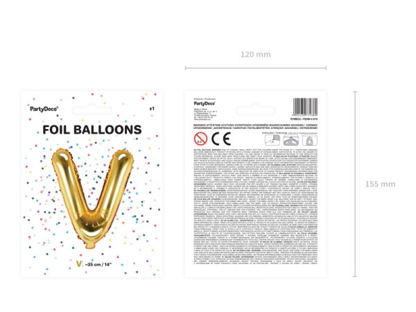 Foil Balloon Letter ''V'', 35cm, gold