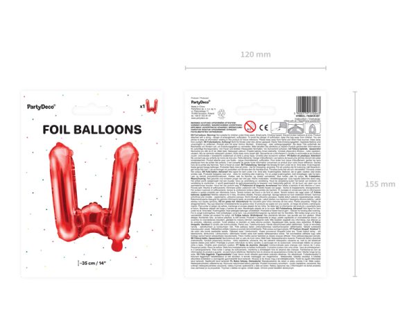 Foil Balloon Letter ''W'', 35cm, red