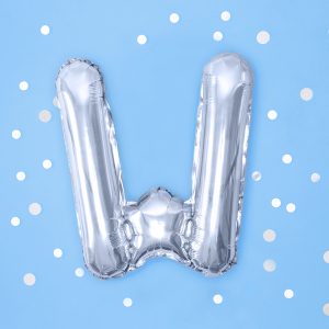 Foil Balloon Letter ''W'', 35cm, silver