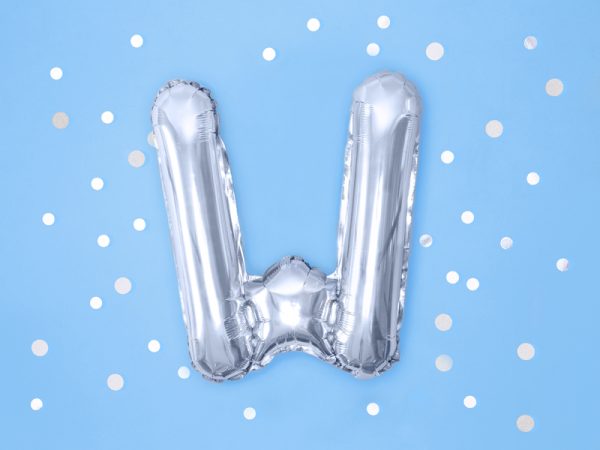 Foil Balloon Letter ''W'', 35cm, silver