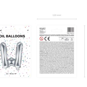 Foil Balloon Letter ''W'', 35cm, silver