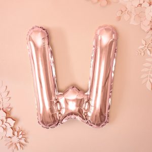 Foil Balloon Letter ''W'', 35cm, rose gold