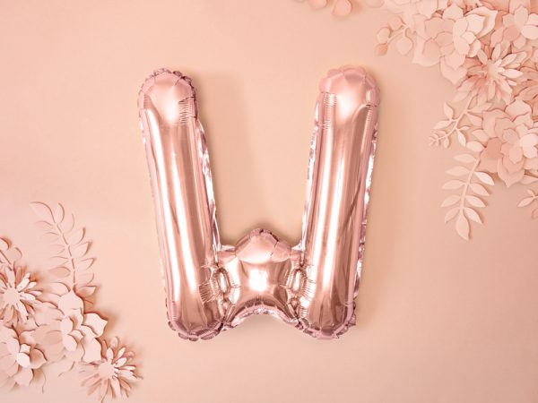 Foil Balloon Letter ''W'', 35cm, rose gold